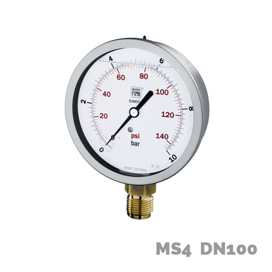 Manómetro en aleación de cobre MS4 DN100 - Nuova Fima