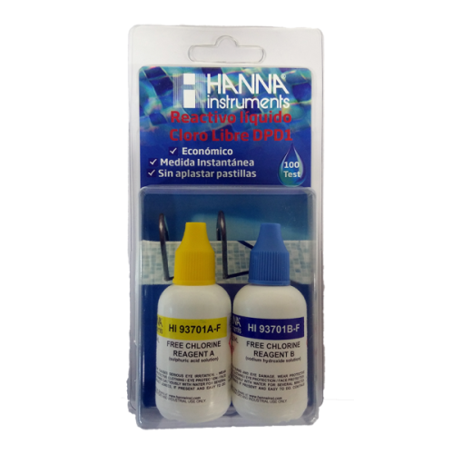 Reactivo liquido cloro libre 000 a 500 mg l 100 test